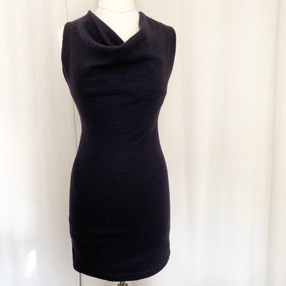All Saints | Black Wool Cowl Neck Dress